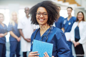 Black female doctor in a clinic